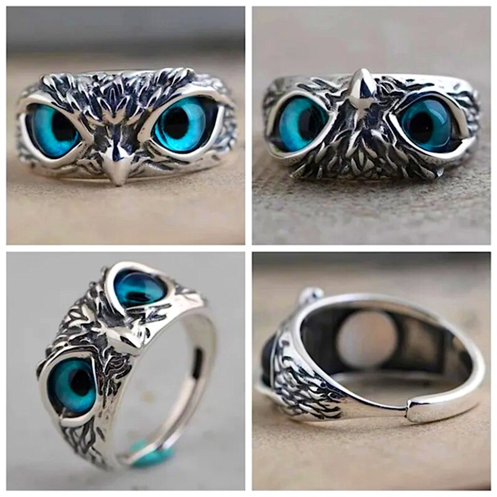 Evil blue eyed owl🦉💍 adjustable ring - Picture 9 of 11